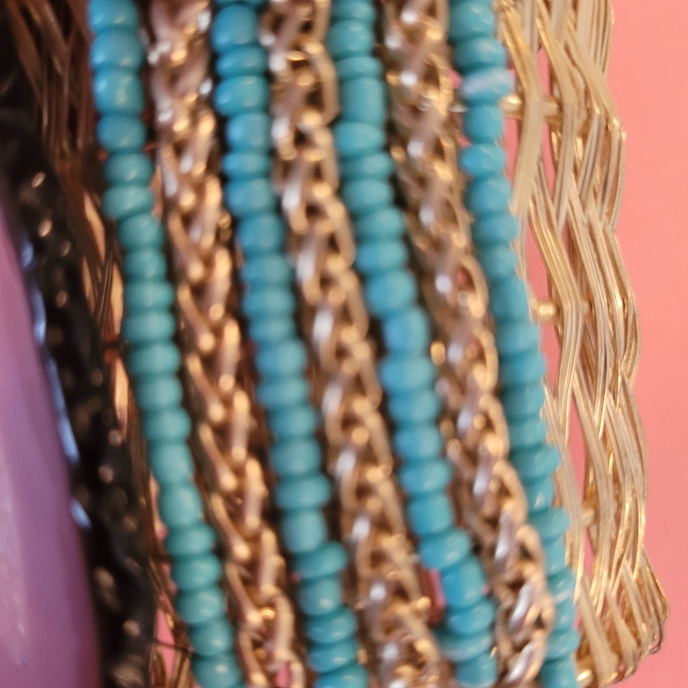 Gold & turquoise bracelet with a gray stone - Picture 4 of 4